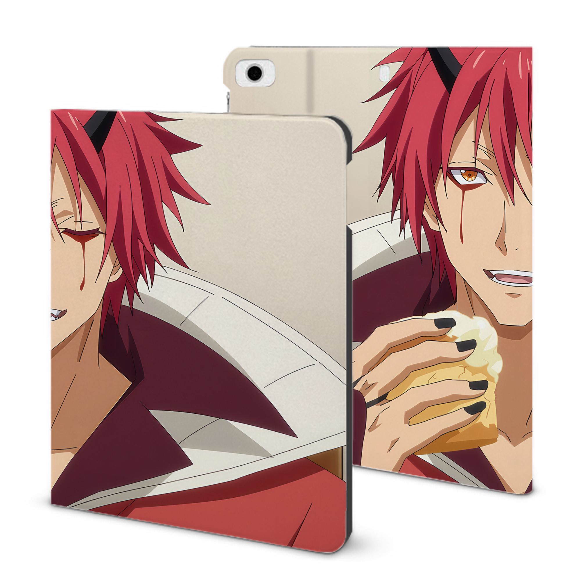 （画像用） 転スラ Regarding Reincarnated to Slime IPad ケース ブック型 PUレザー TPU 耐衝撃 軽量 薄型 ペン収納なし 全面保護 IPad 各モデル対応